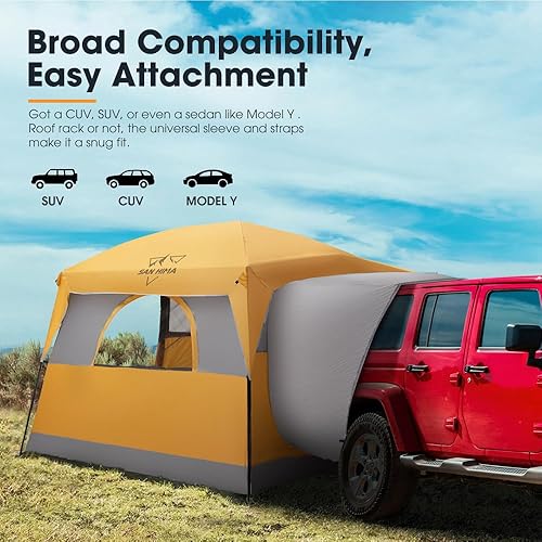 Miniatura 9 de SanHima - Tienda de campaña SUV para camping con lluvia, diseño de 2 puertas, impermeable, PU3000 mm, doble capa, para camioneta Jeep CUV modelo Y,