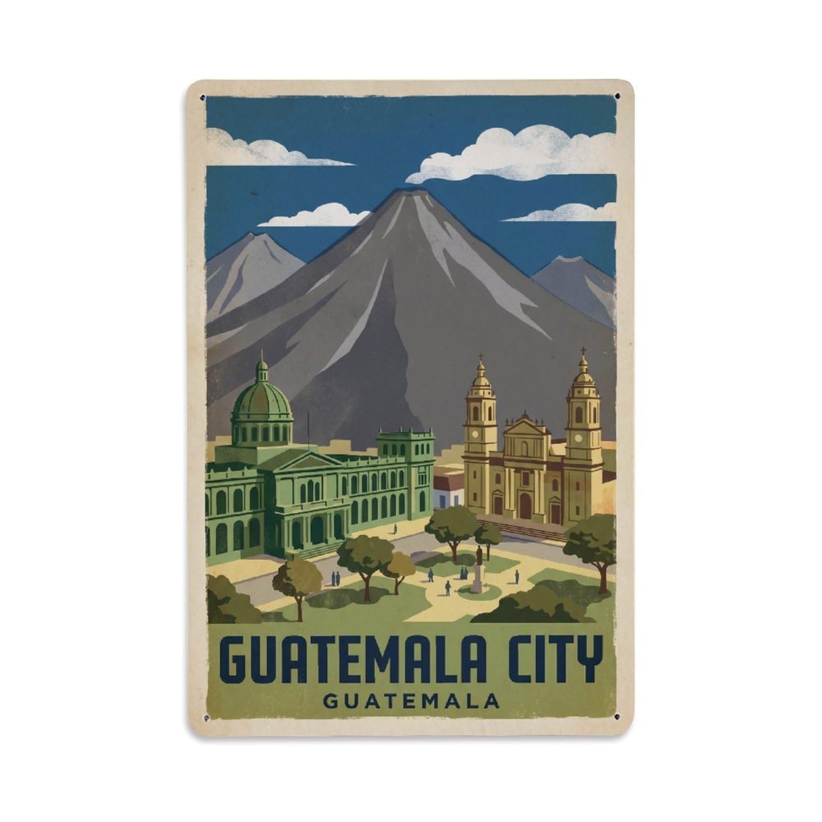 Vintage Travel Guatemala Guatemala City Metal Tin Sign