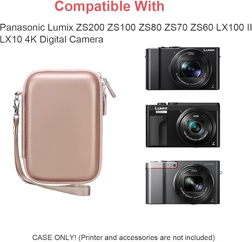Miniatura 2 de Canboc Funda rígida para cámara digital Panasonic Lumix ZS200ZS100ZS80ZS70ZS60LX10 4K, bolsa de transporte para cámara, bolsillo de malla para cable