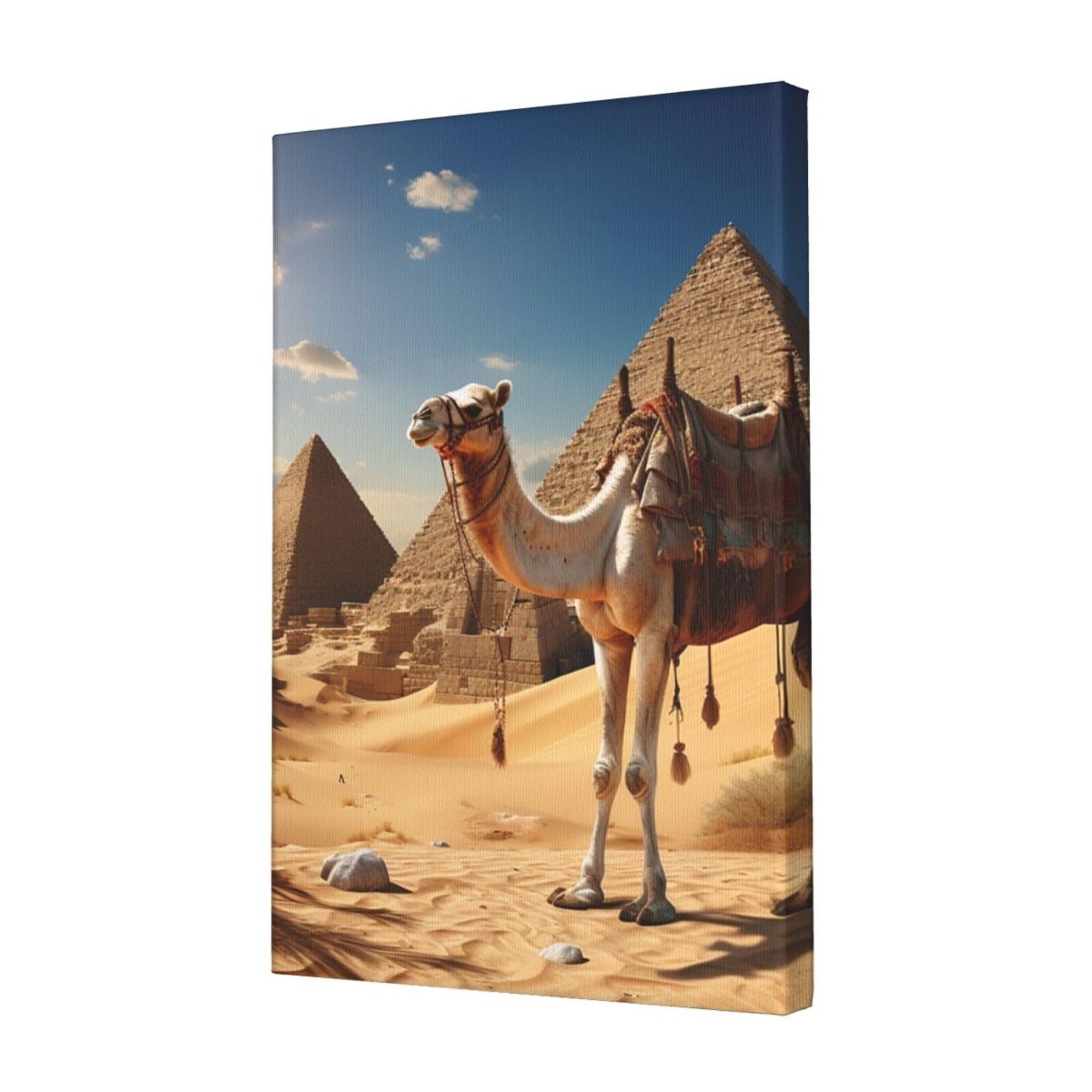 FodPand Camel Desert Canvas Wall Art for Living Room Wall Decor 12"x18" Modern Artwork Painting Pictures Hanging Canvas Prints Aesthetic Wall Art for Bedroom Bathroom Office Wallart Decor