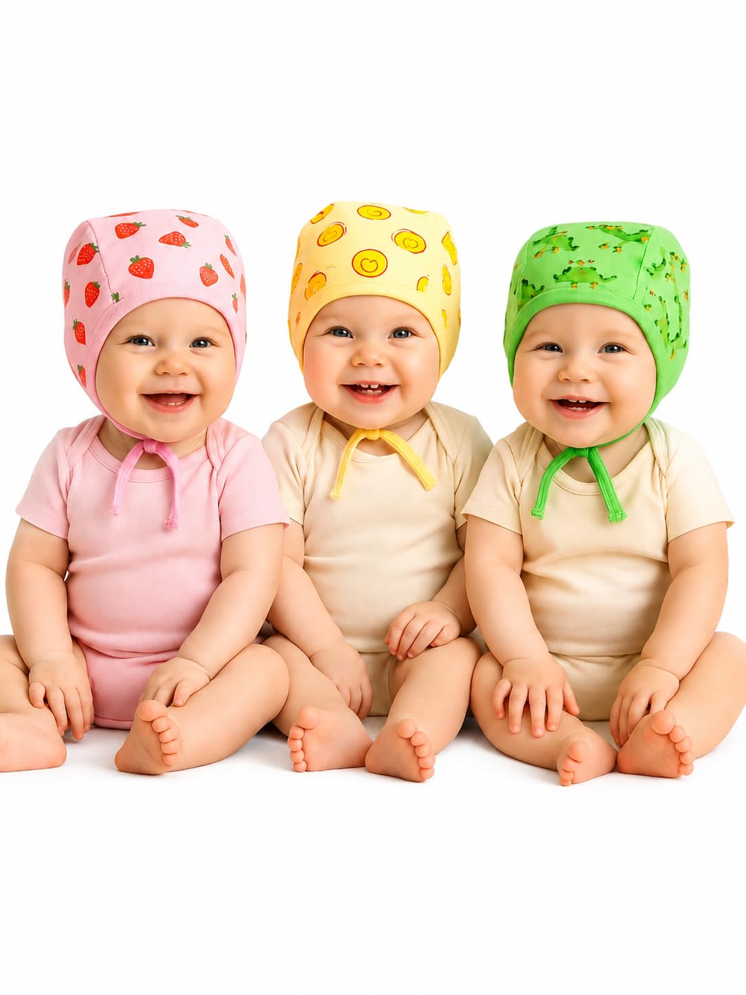 0-3/3-6/6-9/9-12 Months New Born Baby Girls & Boys Finest Hosiery Cotton Double Layer Knot Caps Set/Infant/Hat/Toppi/Kan Topi/Clothes (Pack of 3)-image-26