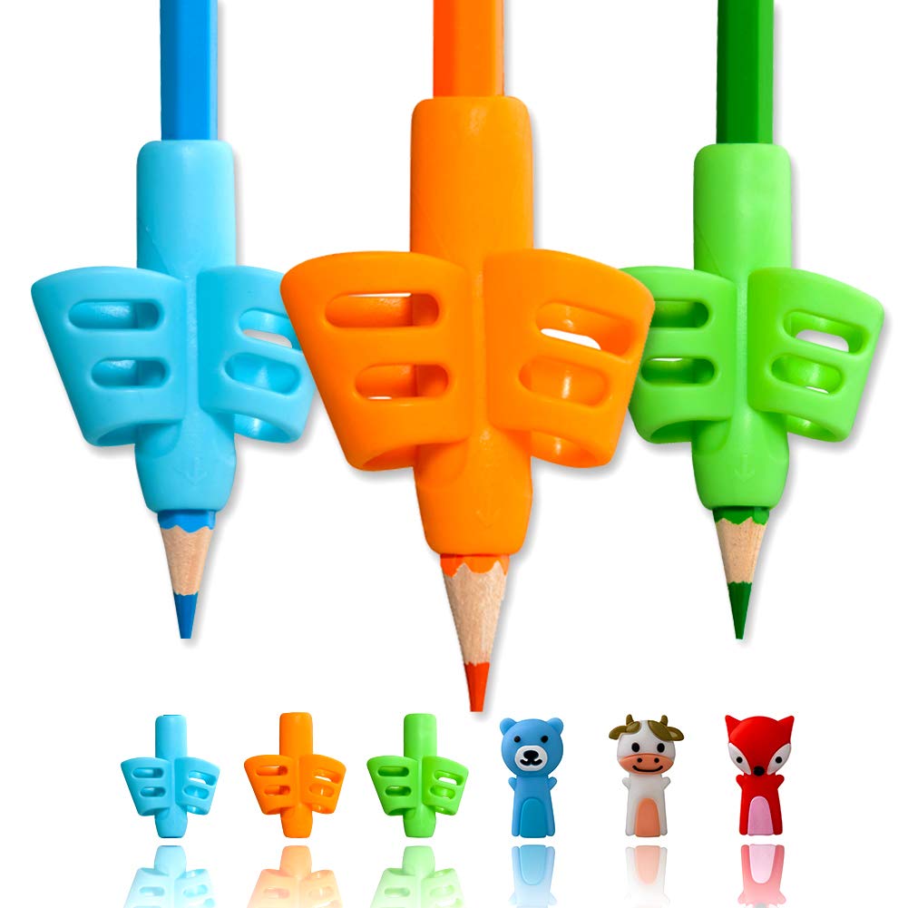 Pencil Grips, ANERZA Pencil Grips for Children Handwriting, Writing Aid Grip for Kids, School Supplies, Silicone Ergonomic Posture Correction Writing Tool for Toddlers, Preschoolers, Adults (6pcs)