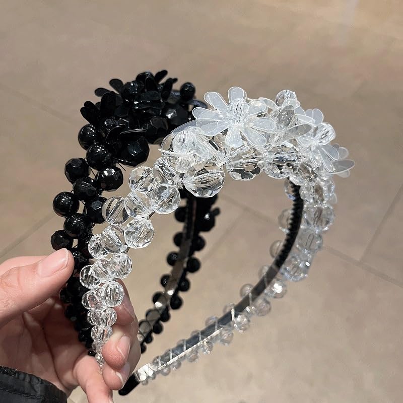 Black And White Crystal Diamond Hairband Minimalist Versatile Temperament Headwear Super Immortal Go Out