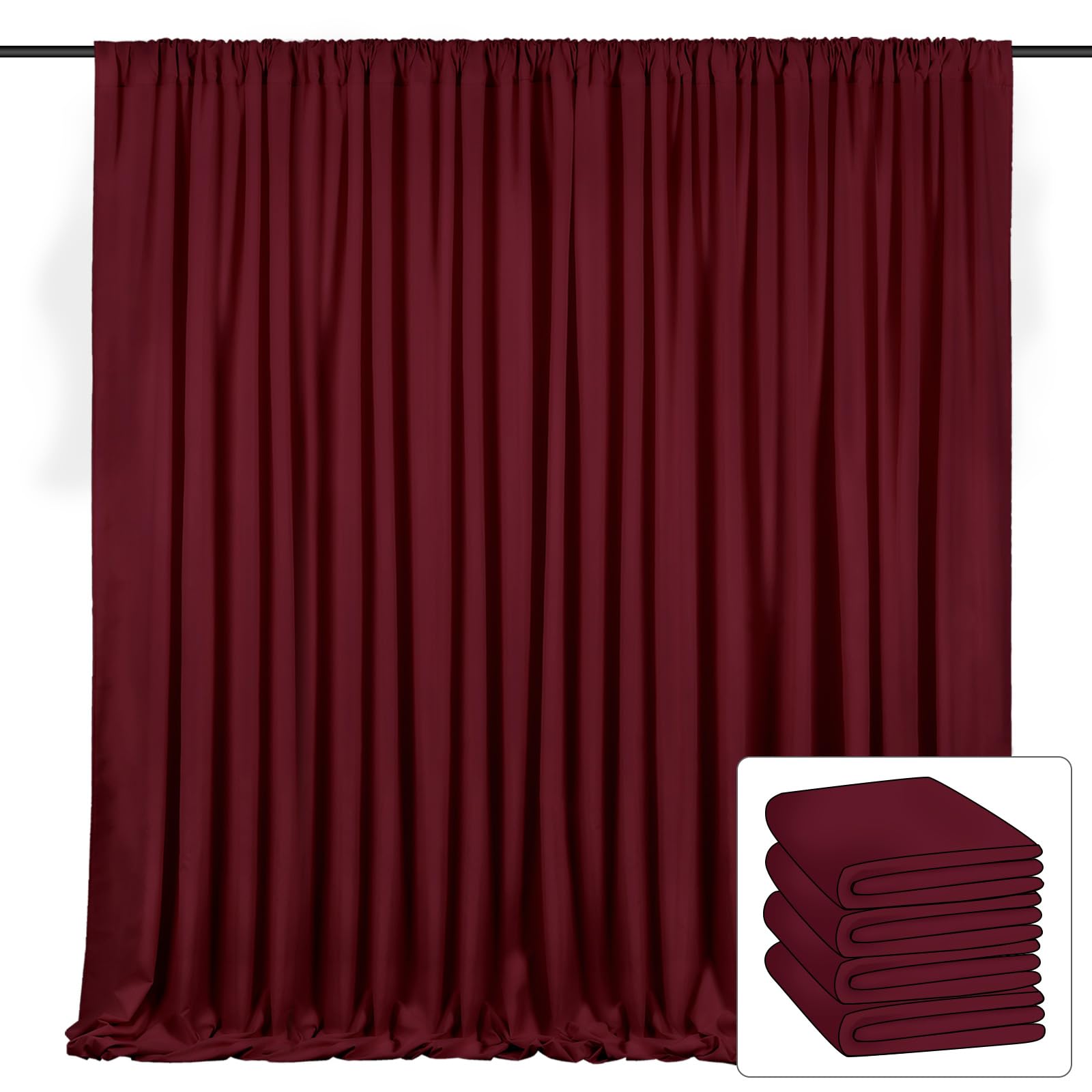 Burgundy Backdrop Curtain Wedding Decorations: 4 Panels 5ft x 8ft Polyester Fabric Backgrounds for Bridal Shower Birthday Photography Christmas Decor