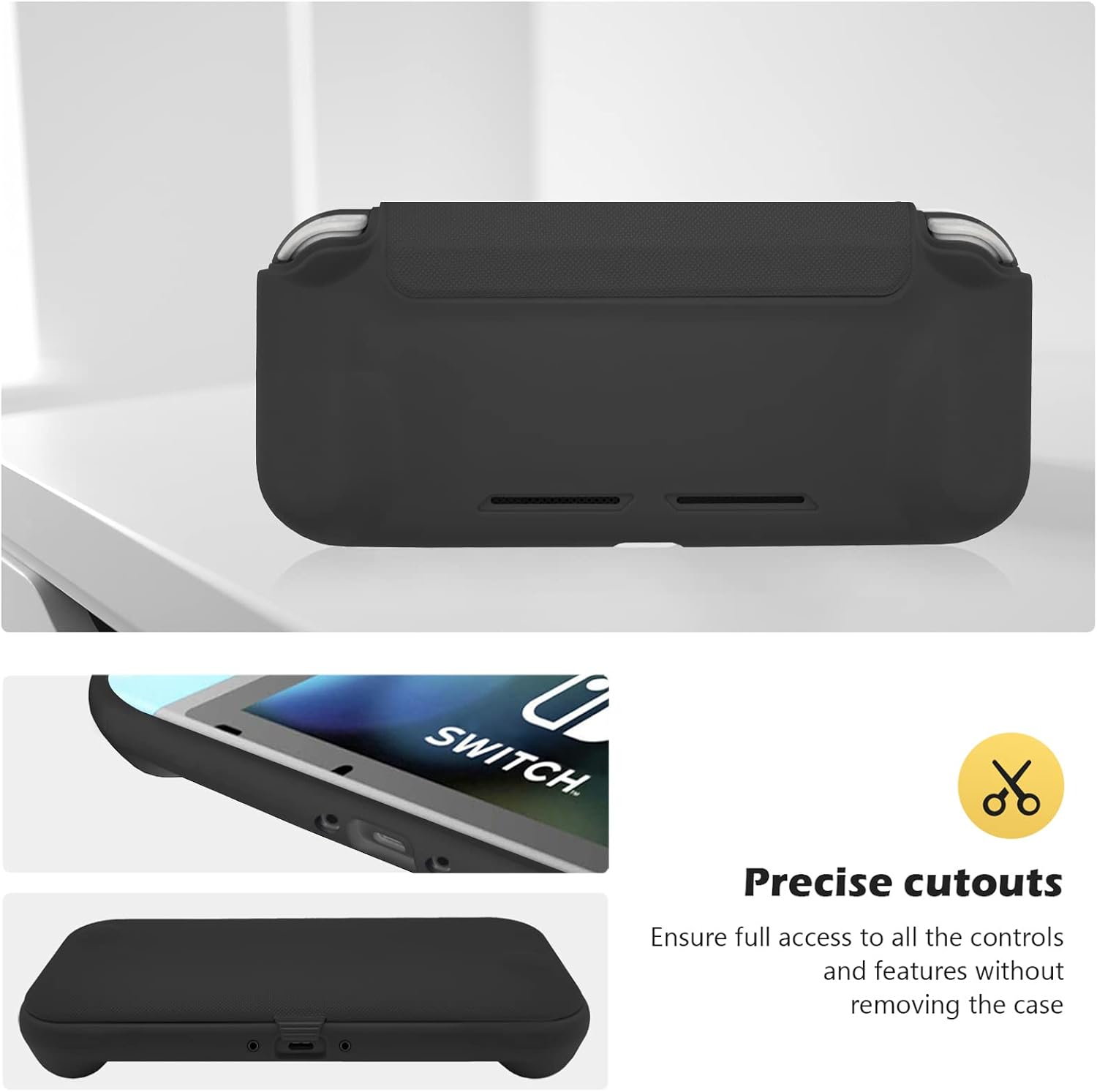 ProCase Flip Cover for Nintendo Switch Case with 2 Pack Tempered Glass Screen Protectors, Detachable Front Cover Protective Case for Nintendo Switch 2017 -Black