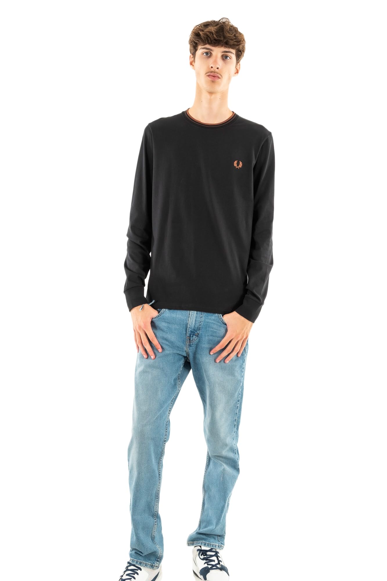 Fred Perry Long Sleeved Twin Tipped Tee Shirt, T-Shirt