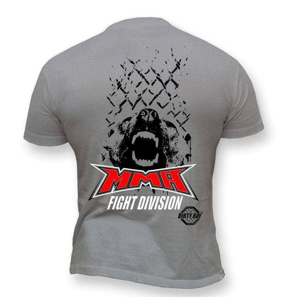 Dirty Ray Men's Grey Martial Arts Mma Divison Short Sleeve T-Shirt Dt6 (L)