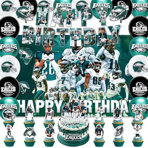 42Pcs Football Balloons Party Supplies Pack IncludesBannerCake TopperBlackdrop Balloons for Soccer party decoration
