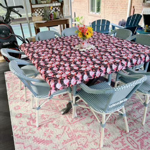 Image of PURPLE LEAF French Rattan Bistro Chairs Set of 4, White Finish, Light Blue