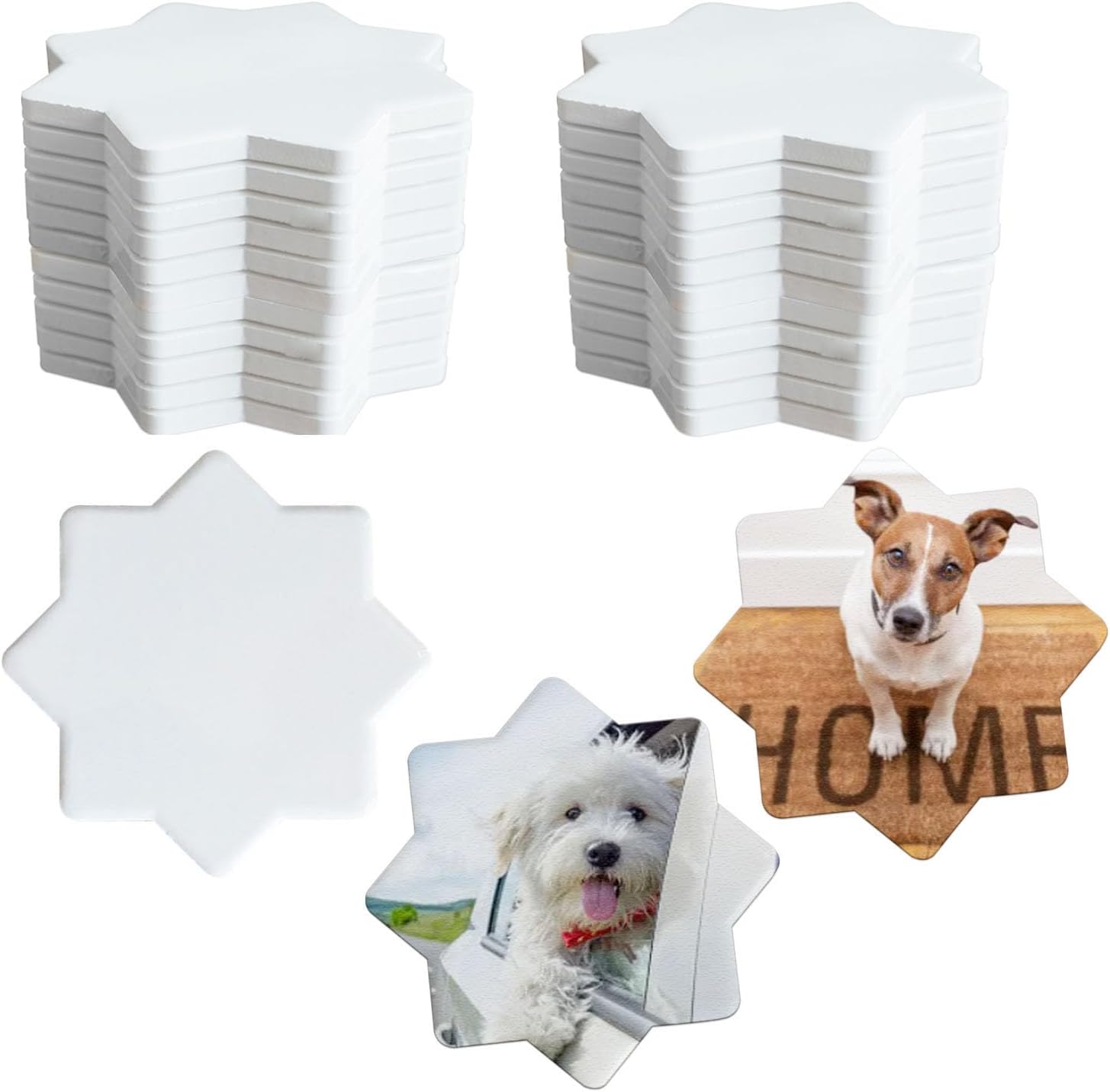 Sublimation Blanks Ceramic Bulk Coasters Glossy Ceramic Tiles Glazed Ready to Paint Drink Coasters Set with Cork Backing Pads Absorbent DIY Stone for Painting Home Decor (Octagonal, 24 Pack)