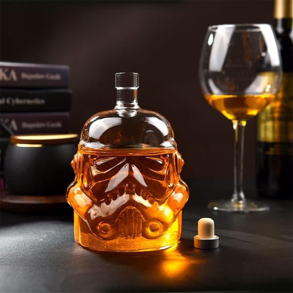 Carafe Whisky Verre Cristal 750 Ml + 2 Verres Casque - Décanteur Élégant Pour Whisky, Vodka, Vin - Cadeau Homme