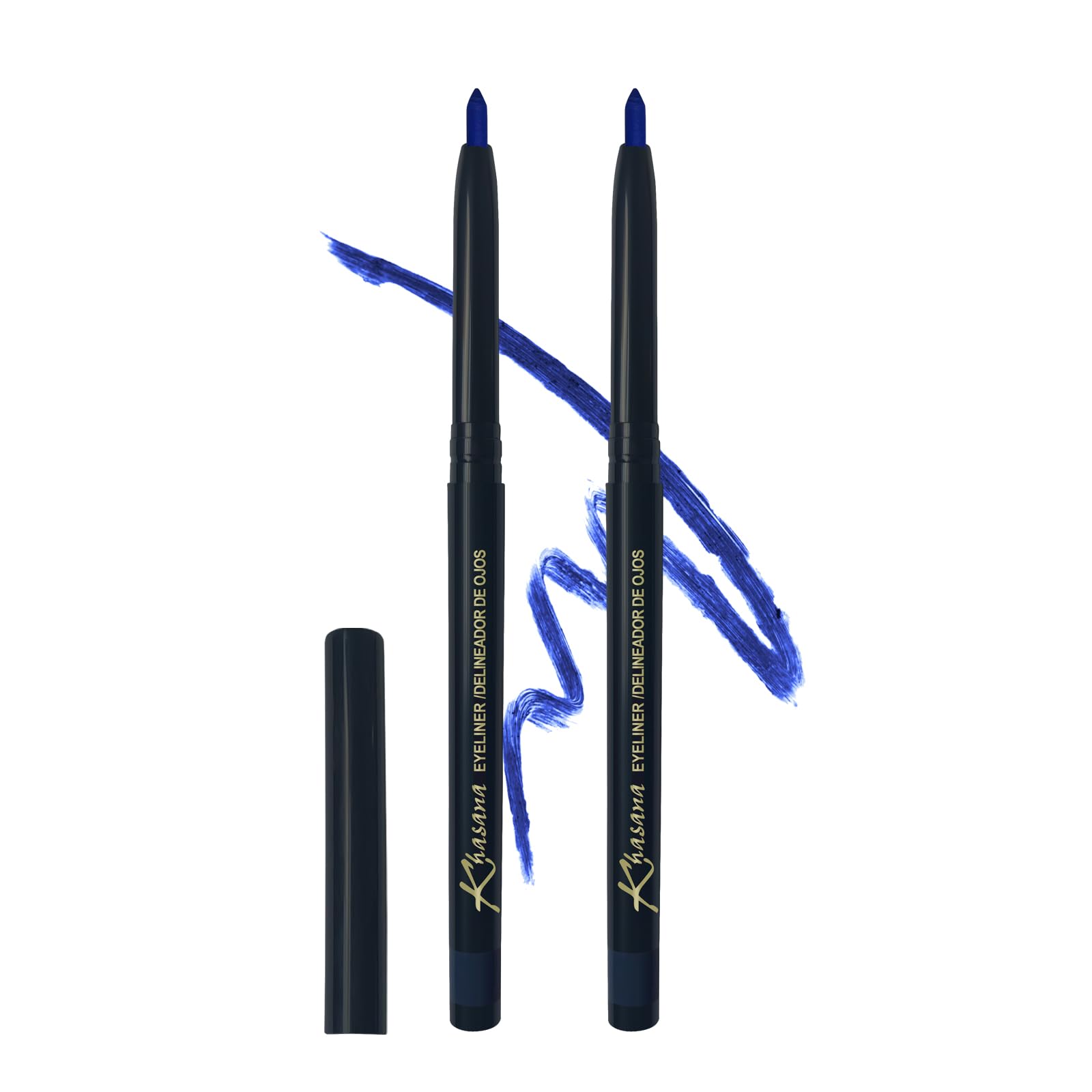Eyeliner Automatic Pencil, Glide On, Waterproof, Ultra Smooth & Creamy Application, Long-Lasting, Luminous Formula, Smudge-Proof, Ophthalmologist Tested, Cruelty Free. Pack 2 (Blue Cobalt 46)