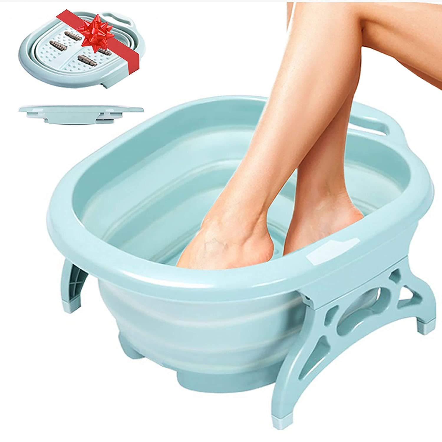 PIKFOS Foldable Foot Soaking Tub with Massage Rolling Balls Portable Collapsible Feet Spa Large Heightening Foot Bath Basin Barrel for Pedicure, Detox and Massage || Relax Foot Spa Treatment at Home (B0BST2F811) Amazon Price History, Amazon Price Tracker