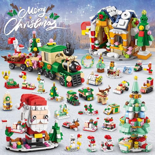 2024 Christmas Train Building Blocks Advent Calendar for Kids and Adults