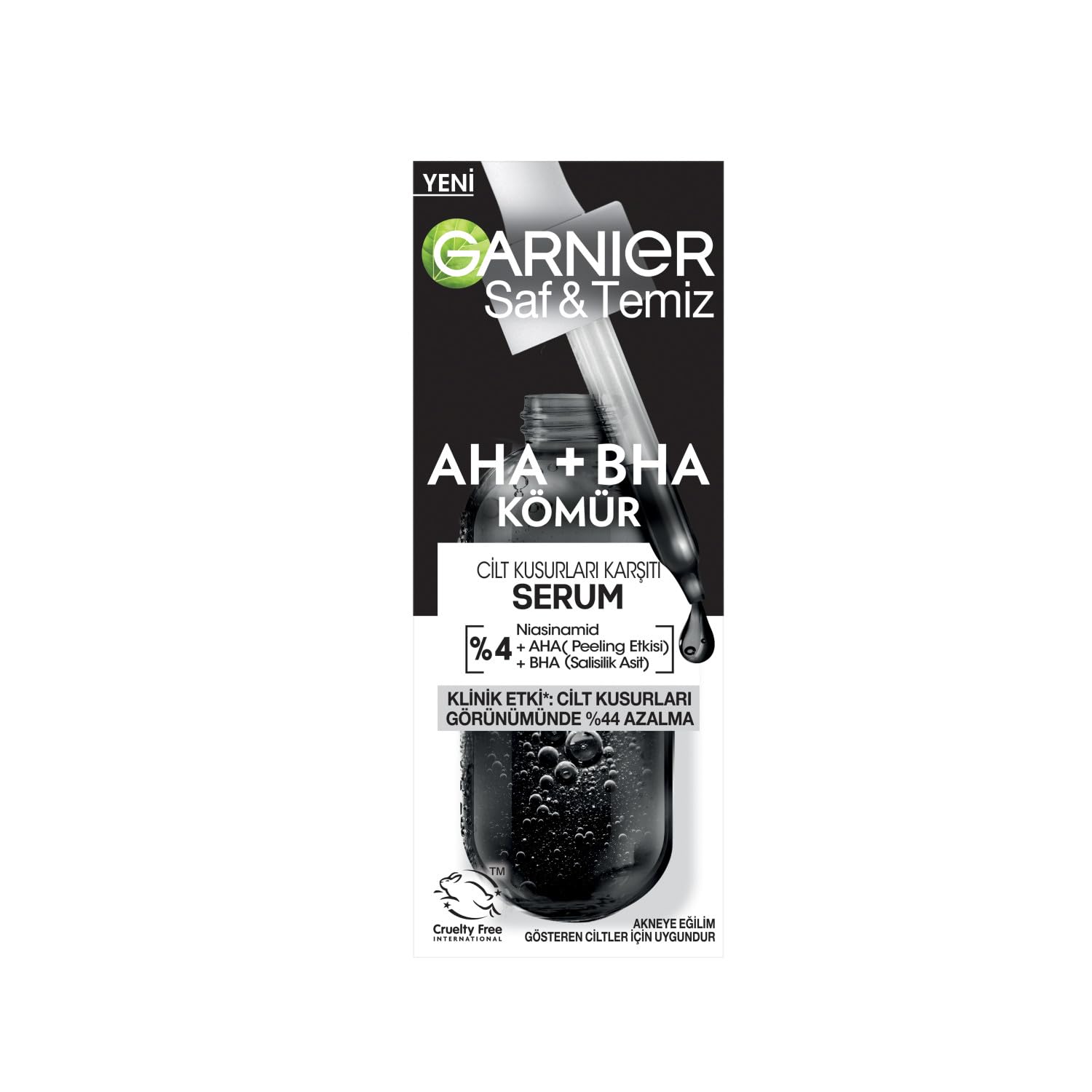 Garnier Aha+Bha Cilt Kusurları Karşıtı Siyah Serum %4 [Niasinamid+Peeling Etkili Aha+Bha] 30ml