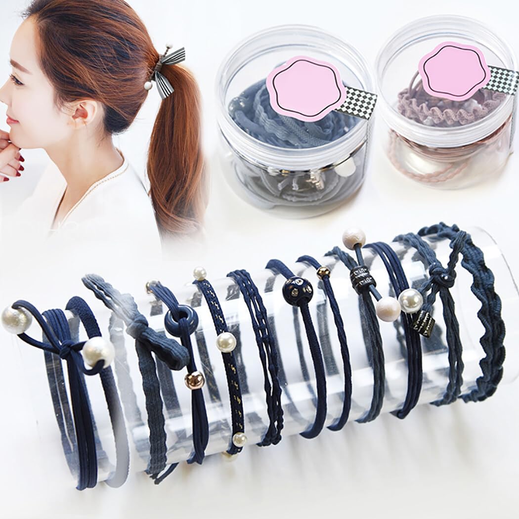 Haargummis, 12 Stück, elastisch, gemischte Stile, für Damen, passend zu allen Haarseilen