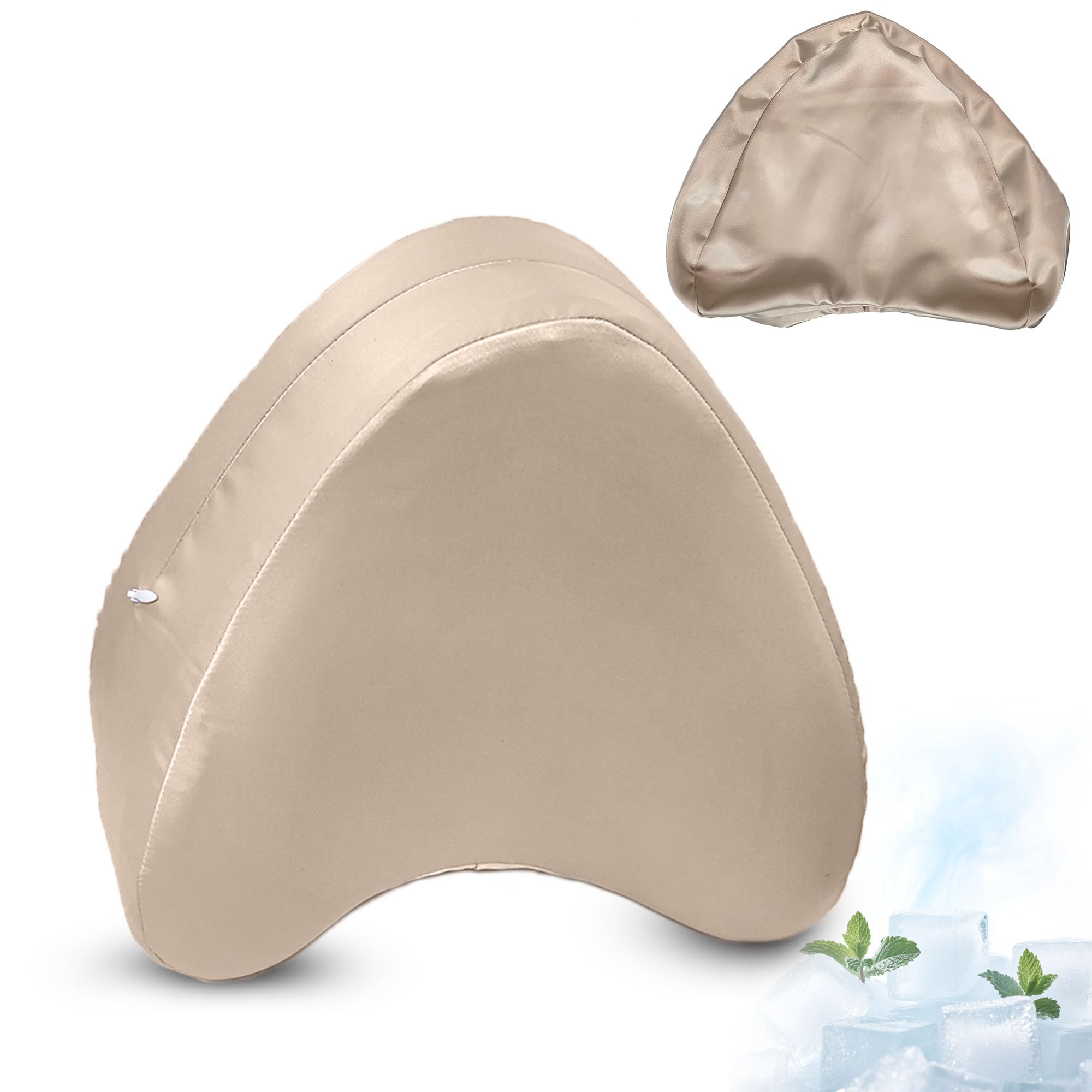 xcivi Satin Pillowcase for Contour Memory Foam Side Sleeper Support Pillow, Pillowcover for Knee Pillow, Smooth & Soft Pillow Cover (Champagne)