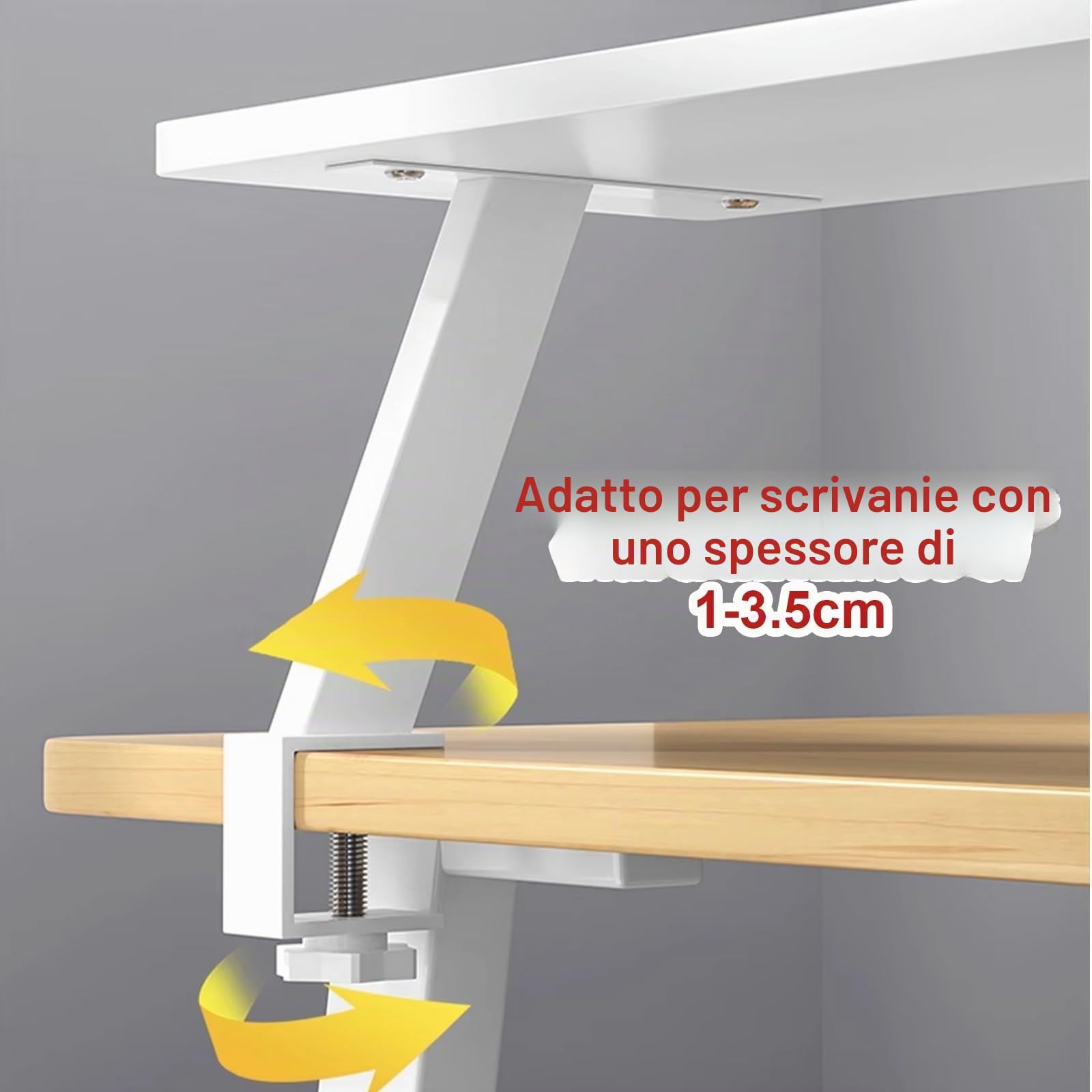 Mensola da scrivania regolabile con morsetto, organizer da scrivania espandibile per giocatori e oggetti essenziali per l'ufficio, supporto ergonomico per monitor e laptop, robusta piattaforma