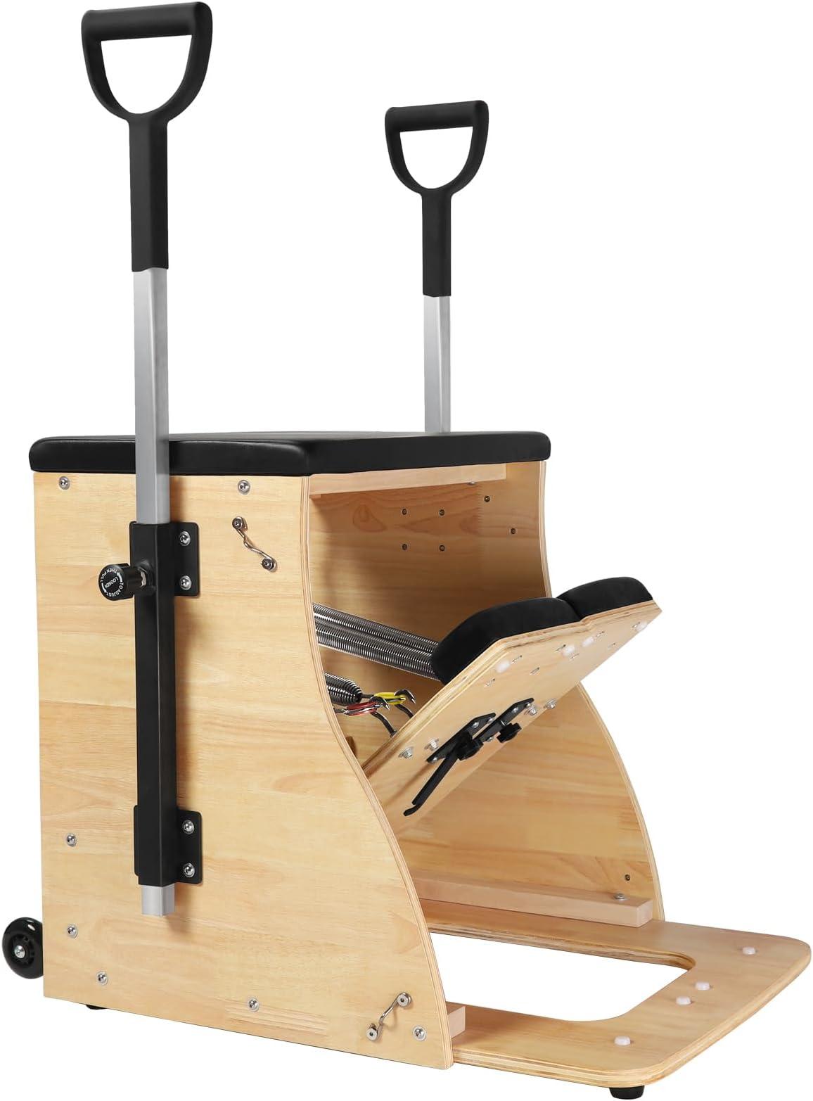 ARKANTOS Pilates Chair, Split-Pedal Stability Combo Chair with Handles, Yoga Fitness Trainer, Pilates Reformer Machine, Pilates Equipment Perfect for Home Use & Gym Workout (Black)