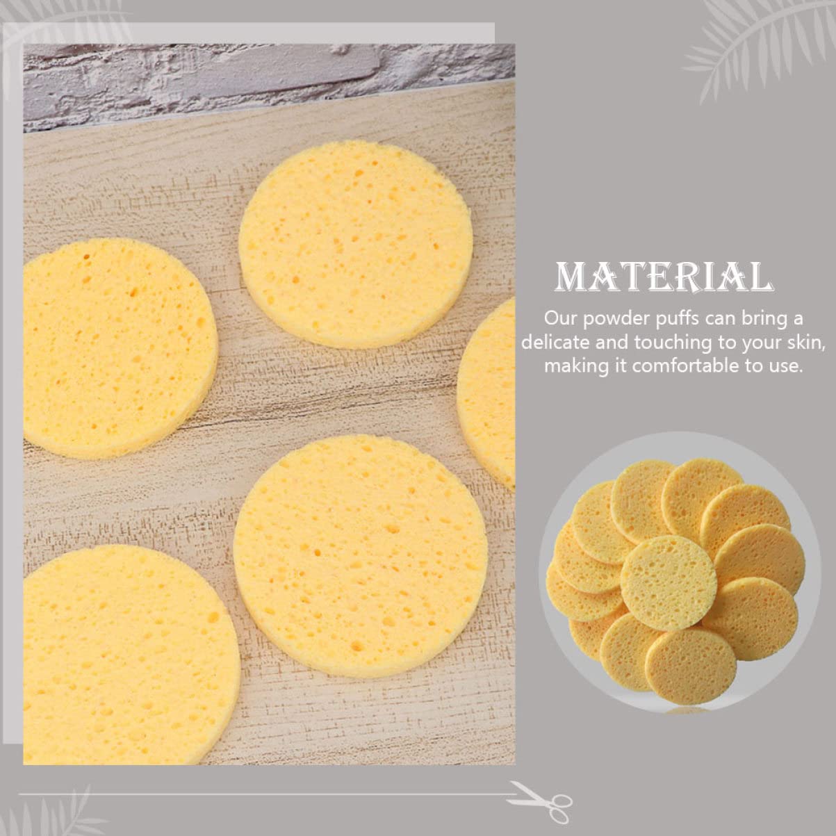 Piumini Cipria Make Up Rotondi in Cellulosa, 100 Pezzi | Gialli, per Casa e Salone, Effetto Naturale, Presa della Polvere, Spugnette Viso