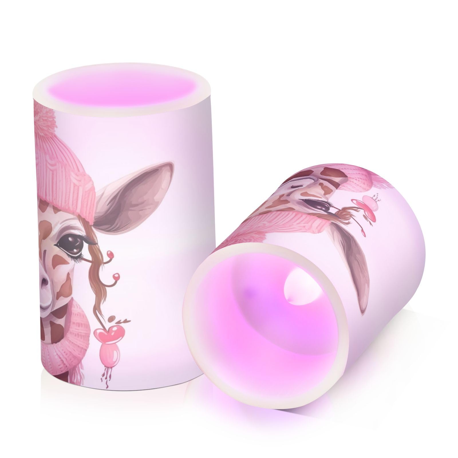 SUABO Warm Giraffe Flameless Candles, Flickering LED Candles Battery Operated Color Changing with Remote Timer for Party Wedding Decoration