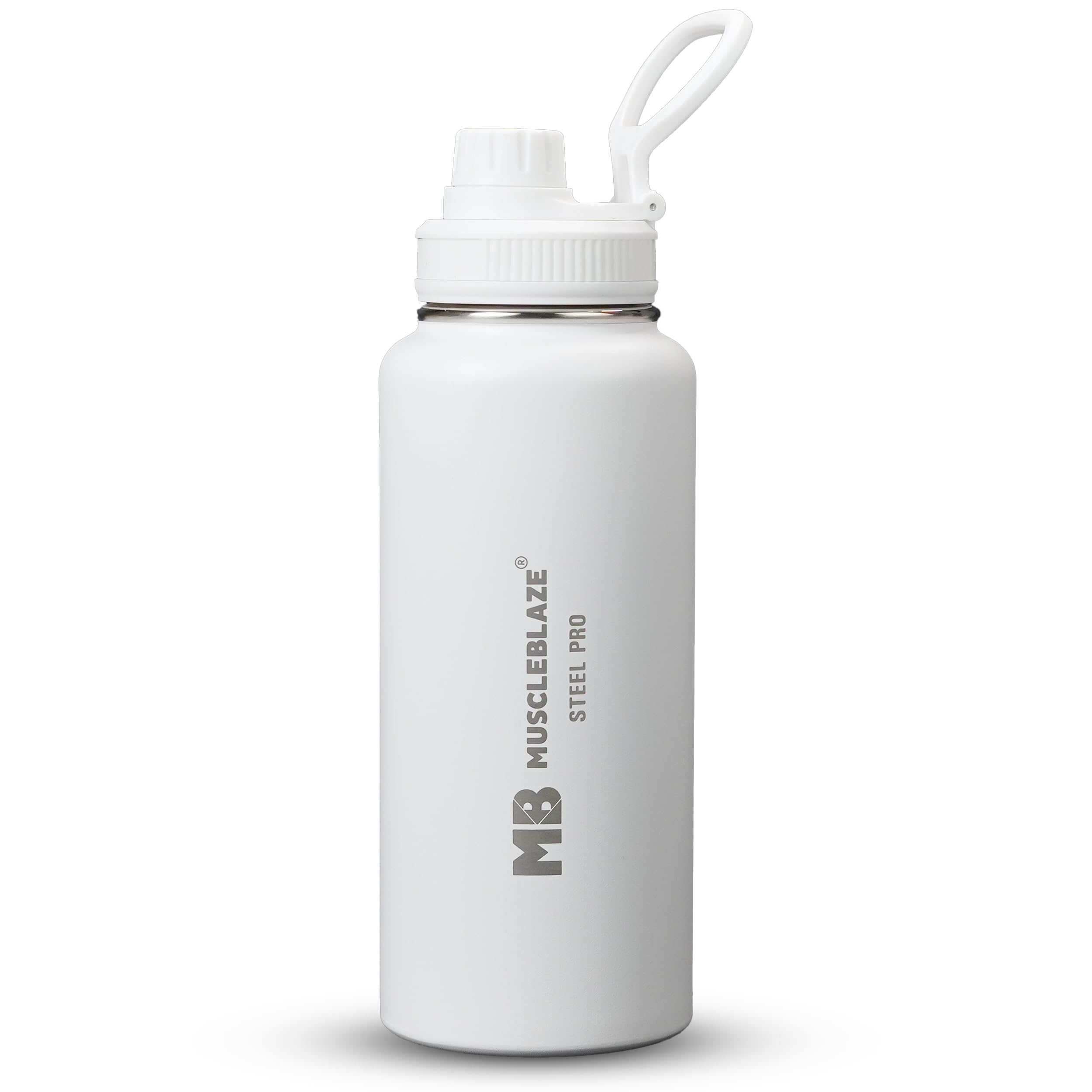 MuscleBlaze 1L White Vacuum Insulated Water Bottle - Image 1
