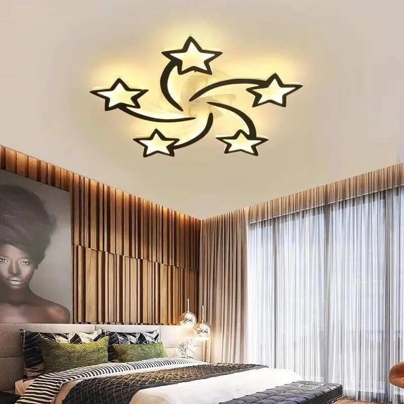 Lustre LED créatif en fer forgé et acrylique haut de gamme noir