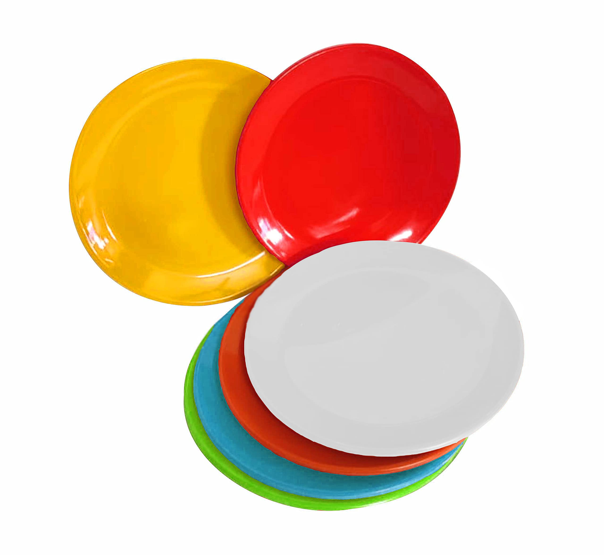 MEHUL Melamine Half Plates Set, Snack Plates, Side Plates, Quarter Plates, Round Shape, Size Diameter- 20.5 cm, Set of 6 Multicolor