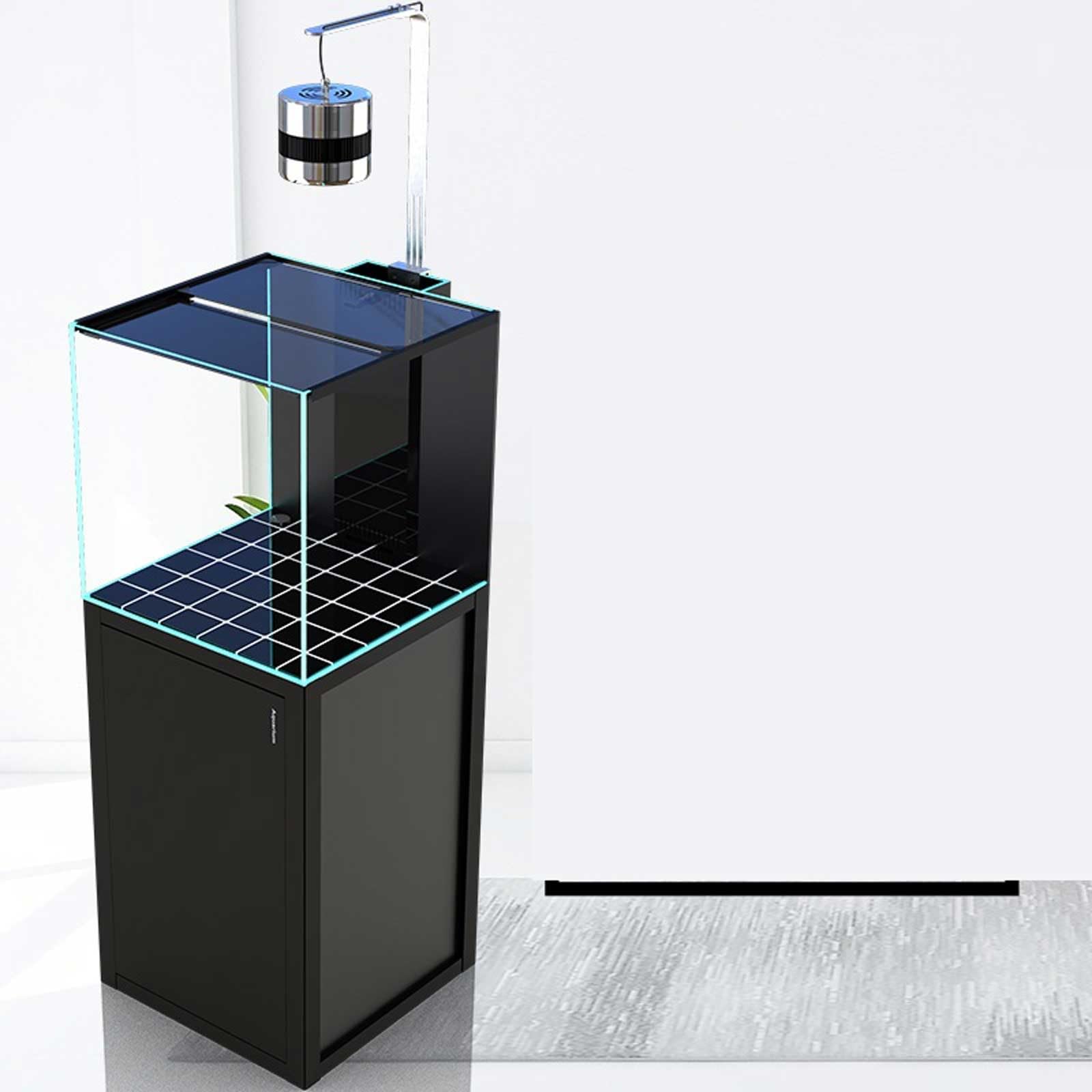 Aquarium Glasfischtank, großes bodenstehendes Aquarium mit Sockel, Salzwasserfischtank, Rucksack, Überlauf-Bodenfilter, unter dem Filtertank for Korallen-Salzwasserfische Fisch Aquarium(50x50x131cm)