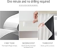 Vista 2 de AJAZZ self Adhesive Portable 100% Blackout Curtains Simple and Easy to installBedroom Window Thermal Lnsulated Kitchen Room Darkening Black Small