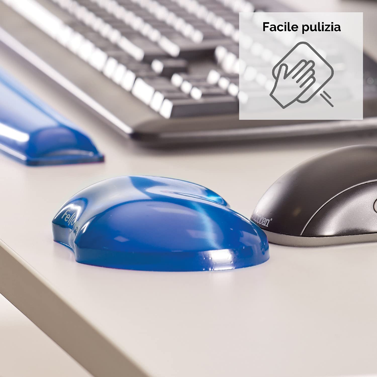 Fellowes Pad Poggiapolsi Crystals Gel Blu 91177-72