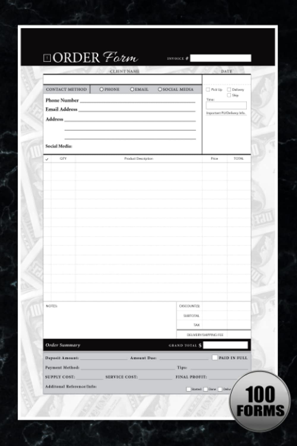 ORDER FORMS: Small Home Business: Purchase Order Taking Log Book