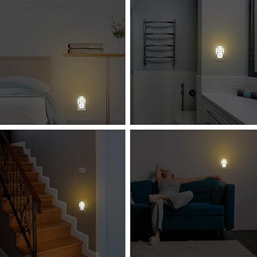 Miniatura 7 de AKKAVNIA Luz nocturna de dinosaurio infantil, lindas luces nocturnas de dinosaurio enchufables a la pared con sensor de atardecer a amanecer, luces