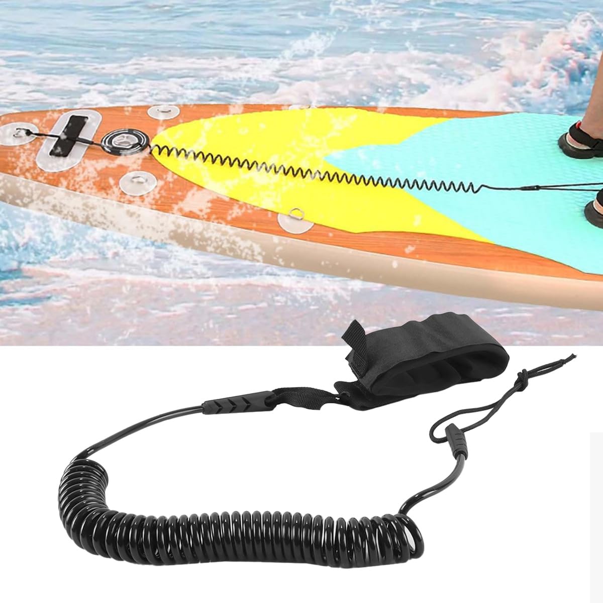 Surf-Leash Padboard Knöchelriemen Manschette Kordel Verstellbare Spiralleine Surfboard Knöchel Surffeder Bein Fußseil für Wassersport Surfbrett Schwarz