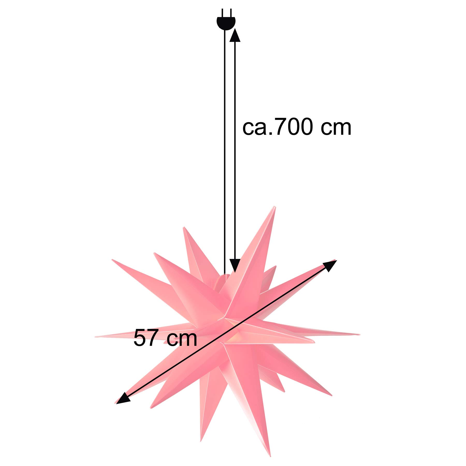 AMARE LED gwiazda zewnętrzna 3D czerwona ok. 57 x 48 x 44 (szer. x wys. x głęb.), do użytku wewnątrz i na zewnątrz, z timerem, 57 cm - zasilanie sieciowe