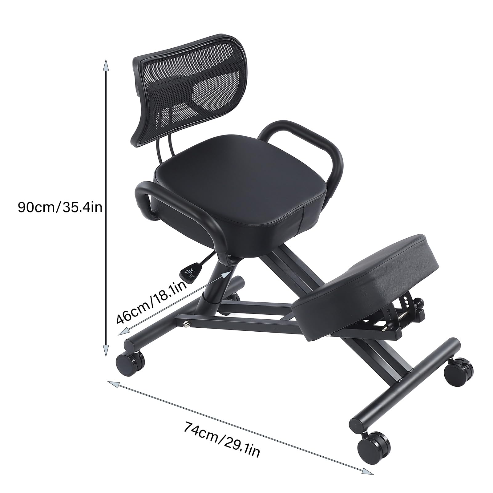 Regulowane, Ergonomiczne Krzesło do Klęczenia z oddychającą skórzaną poduszką podpierającą Plecy dla Lepszej Postawy