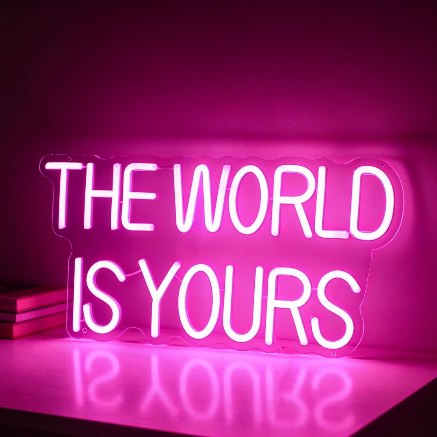 The World Is Yours Neon Sign LED Neon Letter Sign Light Up for Wall Decor, Dimmable USB Powered Neon Light for Bedroom, Game Room, Man Den, Party, Cinema Party and Home Spaces 16.92”x8.58” — image 1