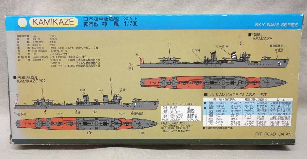 (未使用･未開封品)　ピットロード 1/700 日本海軍 神風型駆逐艦 神風  kmdlckf プラモデル通販ショップ