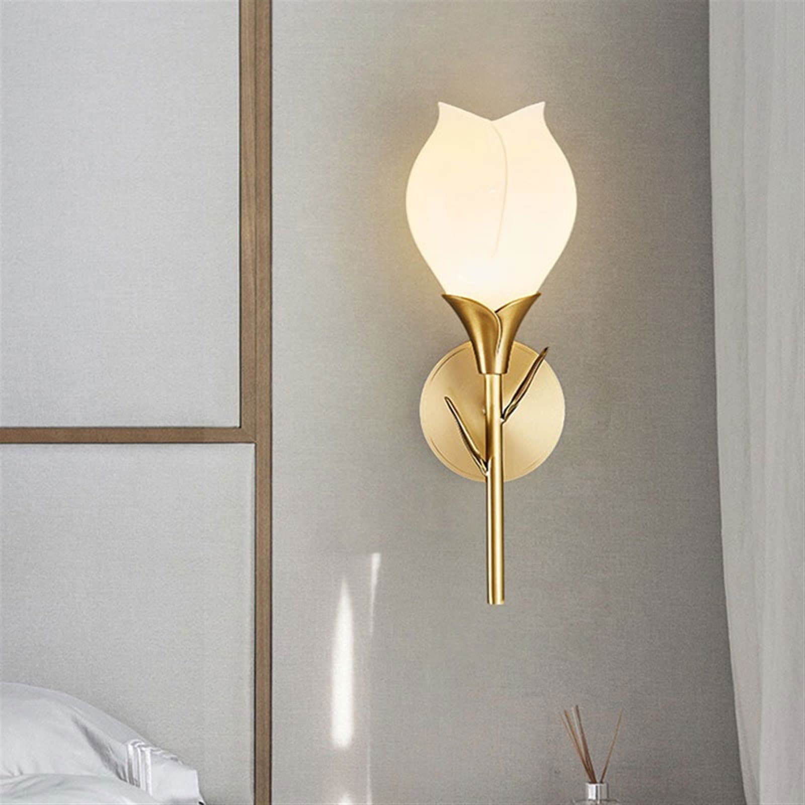 Pokój dzienny Kreatywna lampa ścienna w kształcie kwiatu Piękna dekoracja Luksusowa miedziana Lampa nocna do sypialni Dekoracje