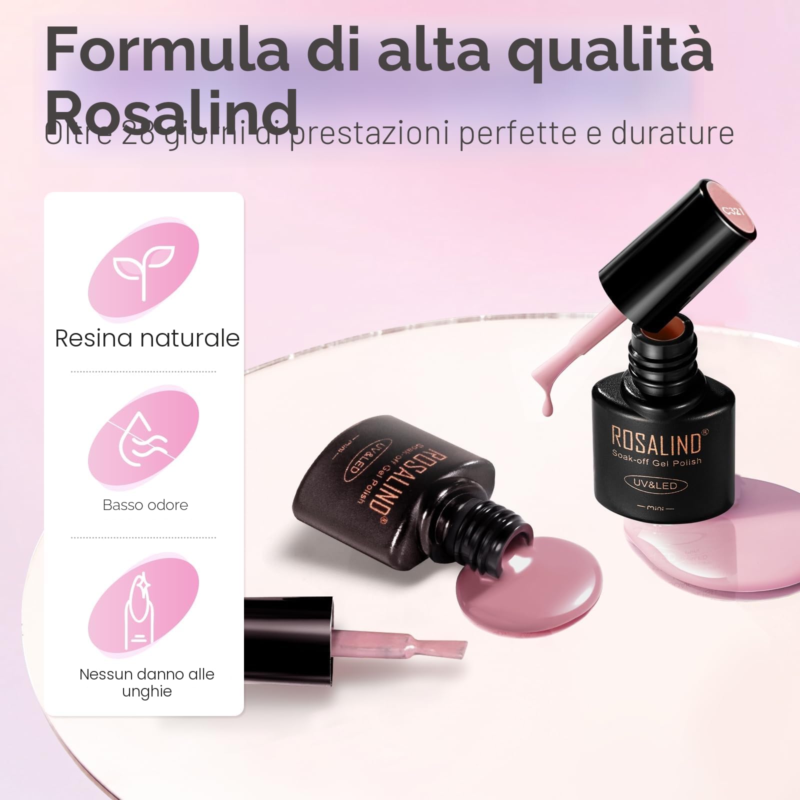ROSALIND Kit Semipermanente Unghie con 48W UV LED Lampada, 12+4 Pezzi Smalto Semipermanente Unghie Bianco Rosa Viola Avena Colori, Kit Per Unghie Soak Off Manicure Regalo per Principianti