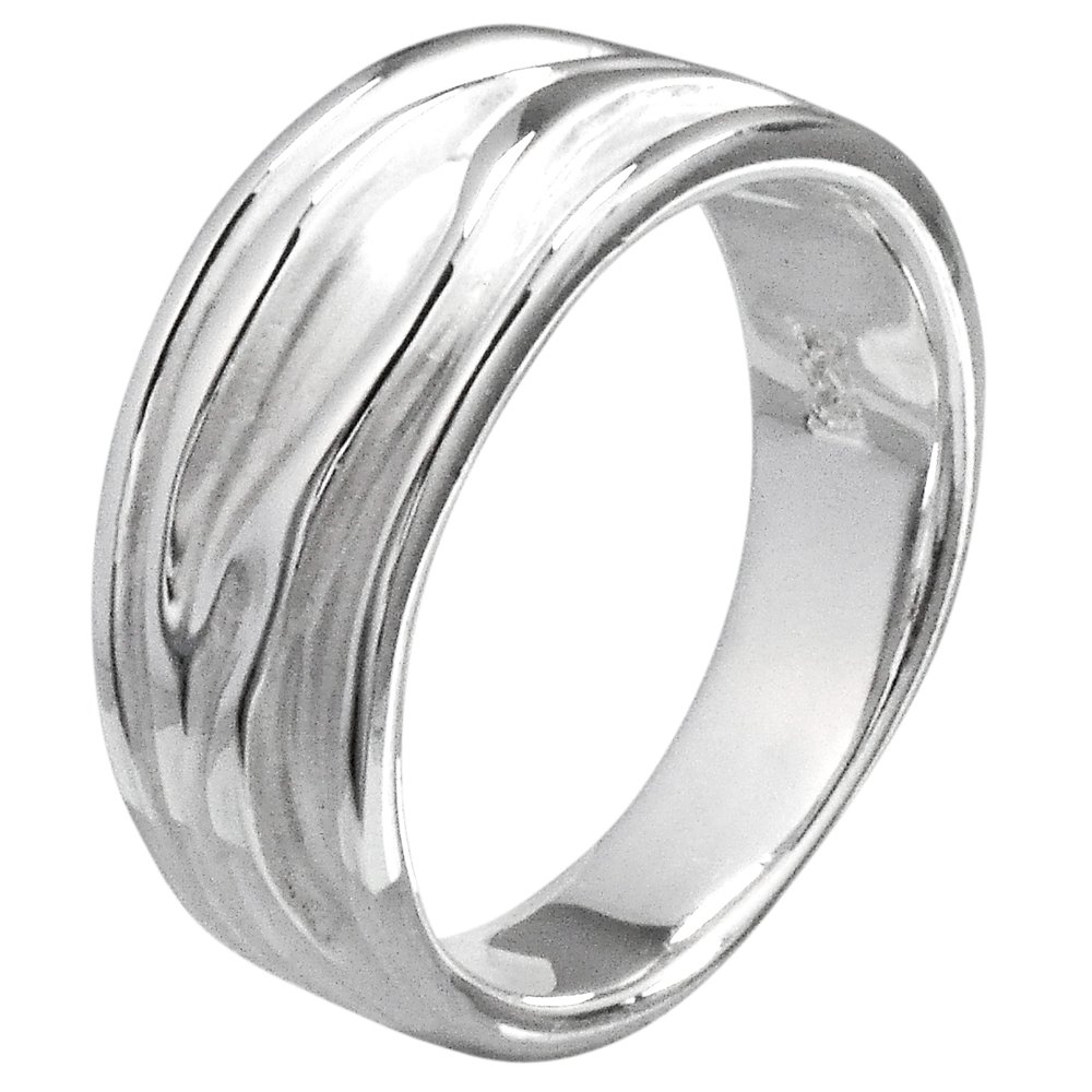 Vinani Damen Ring 925 Silber - Baum Rillen Design sandgestrahlt glänzend - aus 925 Sterling Silber - RER