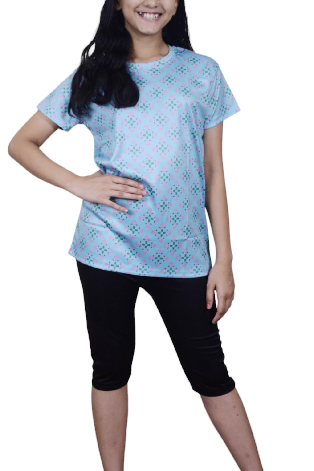 Aqua HolicTwo Piece Swimming T-Shirt & Capri for Women Without Pads