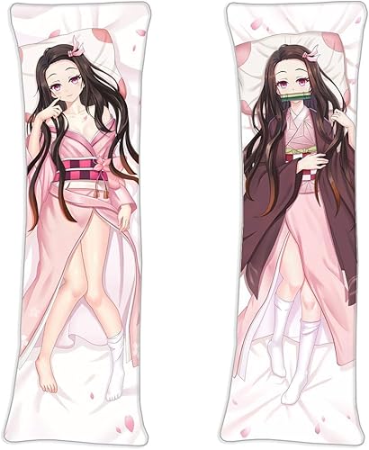 Kamado Nezuko - Funda de almohada corporal de 591in x 197in 60 x 20 pulgadas de piel de durazno anime manga