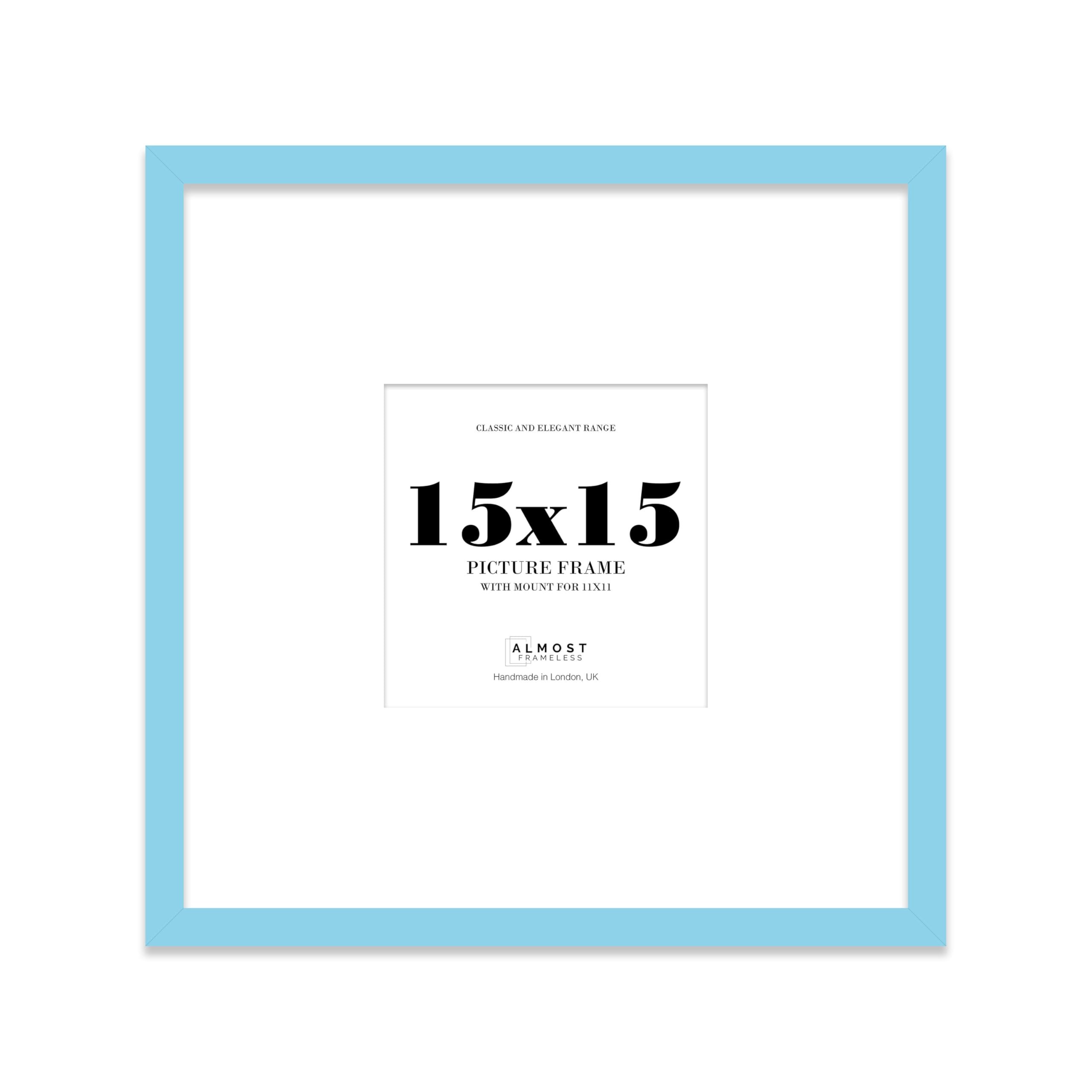 15x15" Square Picture Frame, Display Pictures 11x11" With Mat or 15x15" Without Mat, Wall Hanging & Free Standing Photo Frame, Light Blue, 1 Pack โ image 1