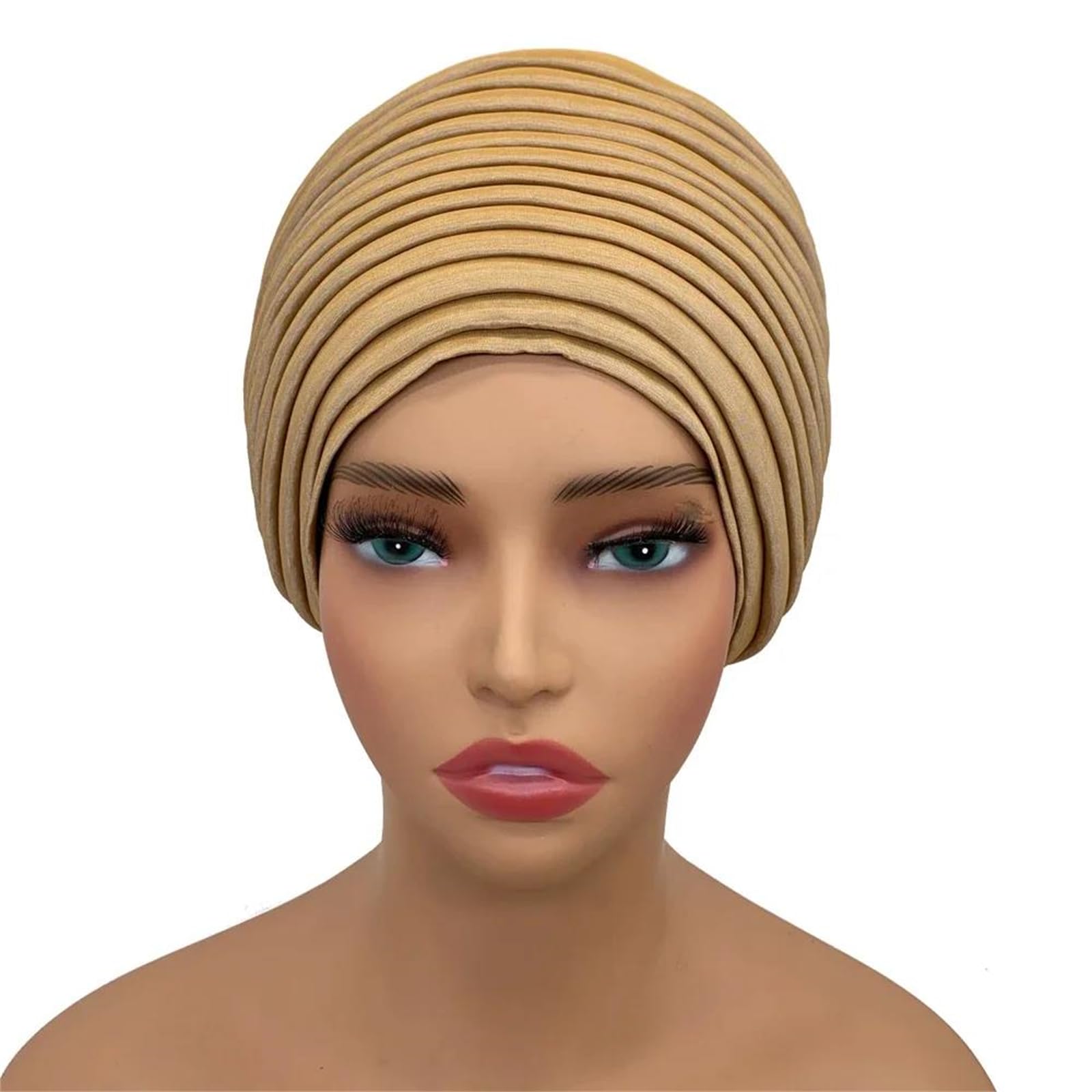 Turbante da donna in seta grezza pieghettato berretto pre-legato copricapo per festa di nozze cappello hijab con leggero allungamento