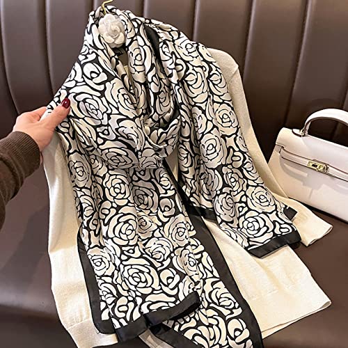 Image of Aufeel Fashion Scarves 100% Silk Felling Scarf Long Lightweight Sunscreen Shawls Wrap for Women Hair Scarves