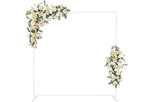 White 6.6FTx6.6FT Elegant Wedding Ceremony Arch with Square Metal Balloon Stand