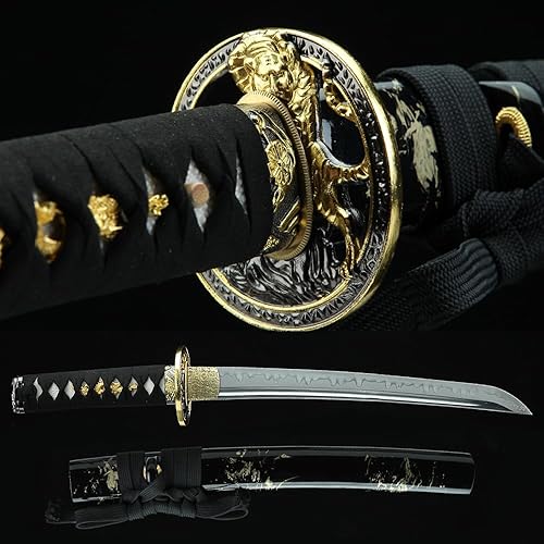 Tanto Sword Handmade Full Tang Clay Templado T10 Steel Short Japanese Katana Real Hamon Samurai kendo Tesoro aburrido Wakizashi Rojo Negro Azul