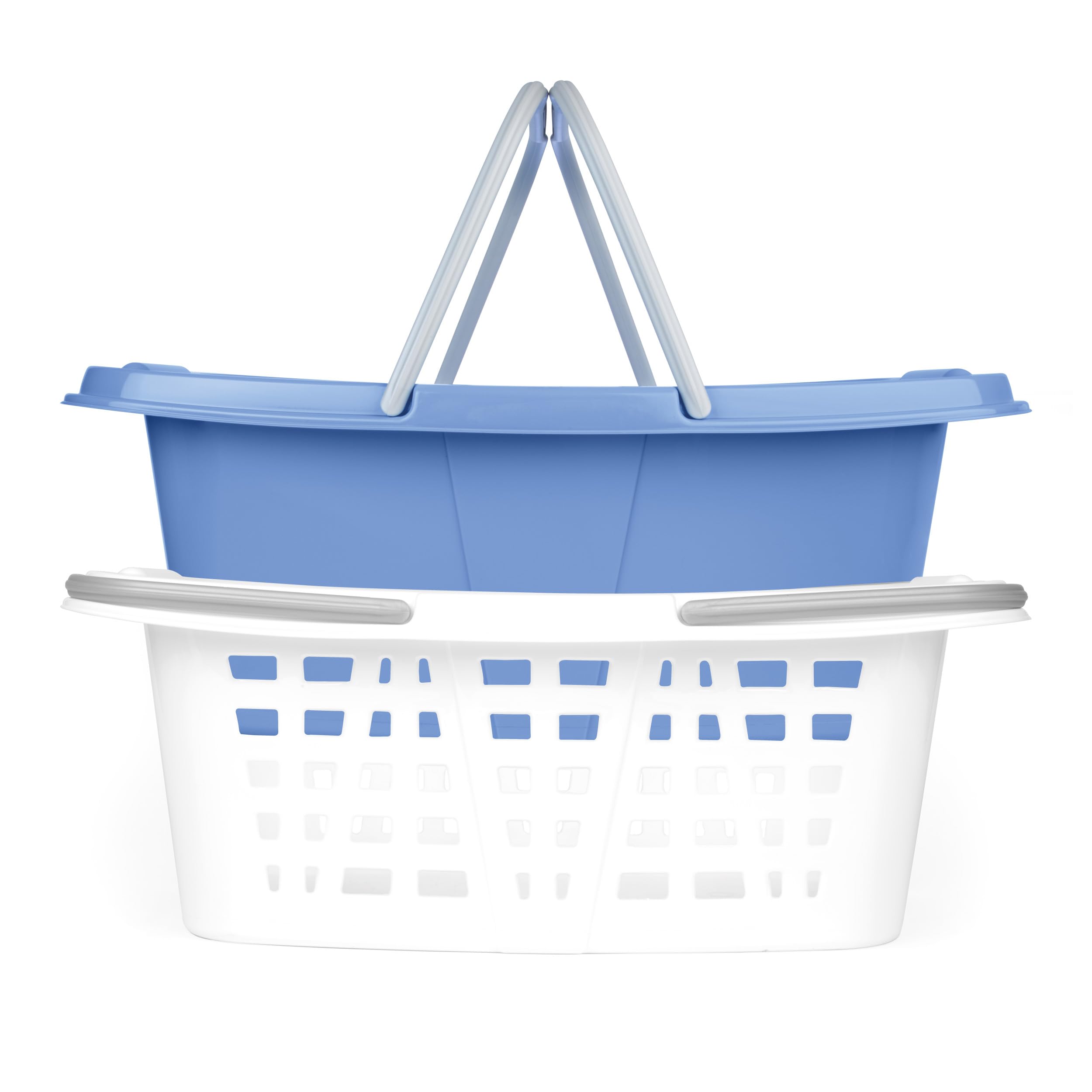 Beldray Stackable Laundry Baskets – Set Of 2, Compact Nesting Design, Space-Saving, Long Carry Handles, 26L Capacity, Approx Size, 57 x 41 x 21cm, Organise, Store & Sort Laundry