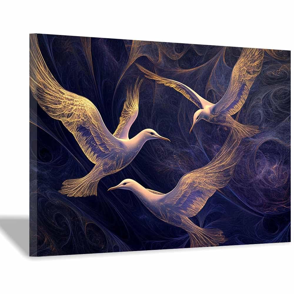 JOSUE Animal Canvas Wall Art For Living Room Abstract Work House Decoration for Living Room Home Decor Pictures Walls Art(Blue 89)-70x100cm Framed